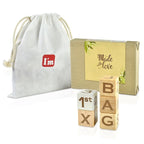 I'm Solid Wood Baby ABC Alphabet Milestone Age Blocks, Personalized Own Name, Gender Neutral, Newborn Gifts & Keepsakes for Picture Props (1.4" / 16 Pcs/Brown)