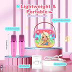 Princess Mini Karaoke Machine Toys: Kids Toys Girls Birthday Gifts Age 3-12+ LED Portable Bluetooth Speaker with 2 Wireless Microphone Gift Toy for 4 5 6 7 8 9 Years Old Girl Boy Kid Adult