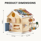 Tiny Land 9-in-1 Wooden Activity Cube, Montessori Baby Activity Center for 1+ Year Old, Educational Toy for Toddlers, Ideal Gift for Boys and Girls (Morandi)