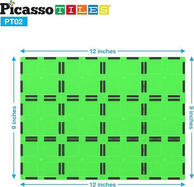 PicassoTiles Kids Toy Magnetic Building Blocks Magnet Tiles Supersized 2pc Large Stabilizer Base Jumbo XL Plate Foundation Education Construction Kit Engineering STEM Children Learning Stacking Set