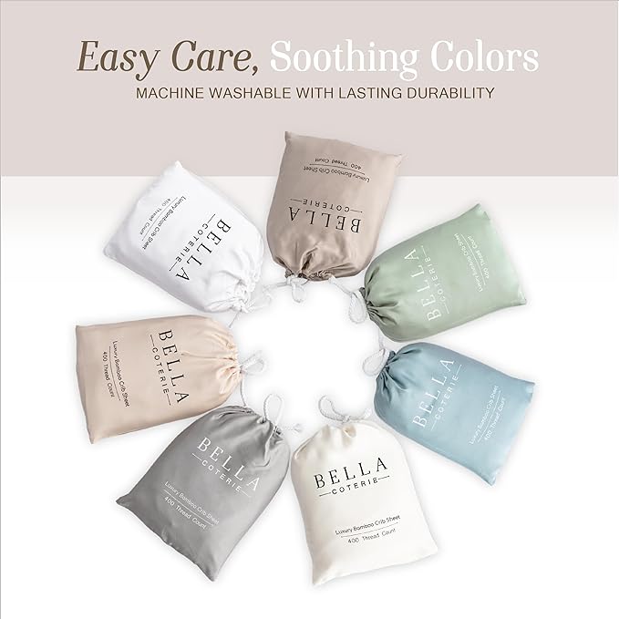 Bella Coterie Luxury Bamboo Viscose Crib Sheet | Organically Grown | Ultra Soft | Cooling for Better Sleep | Deep Pocket Fitted Sheet for Crib & Toddler Mattress | 100% Organically Grown [Champagne]