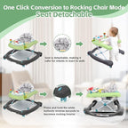 Foldable Baby 5-in-1 Activity Walker - Rocker, Activity Center, Bouncer, Seat Walker, Push Walker - Adjustable Speed Rear Wheels and Height Toys Ages 6-18 Months… (Green)
