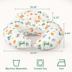 Nursing Pillow, More Support for Mom and Baby, Removable Cotton Cover and Colorful Animal Patterns, Machine Washable, Plus Size Baby Pillow, White