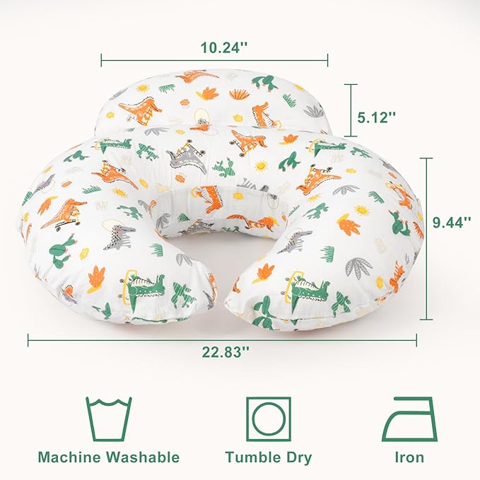 Nursing Pillow, More Support for Mom and Baby, Removable Cotton Cover and Colorful Animal Patterns, Machine Washable, Plus Size Baby Pillow, White