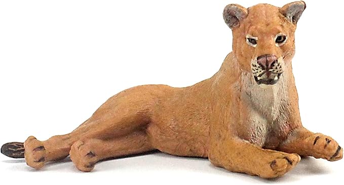 FUNSHOWCASE African Jungle Animals Lying Female Lion Toy Figure Realistic Plastic Figurine Height 1.8-inch