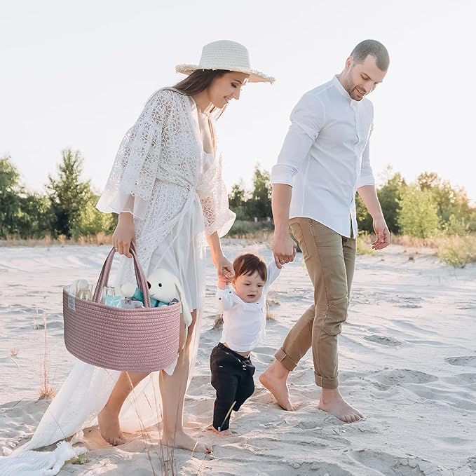 KiddyCare Diaper Caddy Nappy Organiser Changing Basket (Pink)