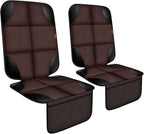 Car Seat Protector 2 Pack Car Seat Cushion Mat Thickest Padding,Waterproof 600D Fabric Car Seat Covers for Non-Slip Backing Mesh Pockets for Baby and Pet (Brown, 2 Pack)