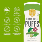 Serenity Kids 6+ Months Grain Free Puffs Toddler & Baby Snack | No Added Sugar, Gluten & Rice Free, Allergen Free | Made with Organic Cassava, Veggies, and Herbs | Broccoli & Spinach | 1 Count