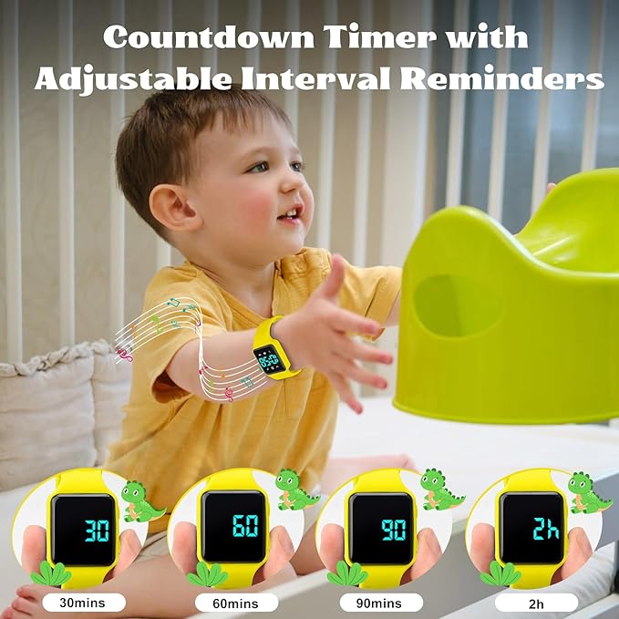 Potty Training Watch for Toddlers with Countdown, Magnetic Charging, Flashing Lights, Fun Music or Vibration Alerts - Waterproof Interactive Toilet Training Reminder for Boys & Girls Ages 2-9