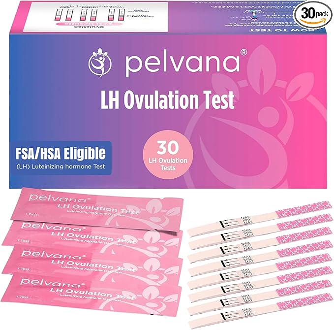Pelvana 30 LH Ovulation Test Kit, Easy to Use - Identify Peak Fertility Days for a Greater Chance at Conception, Ideal for Women Trying to Conceive Naturally, 30 Test Strips Value Pack