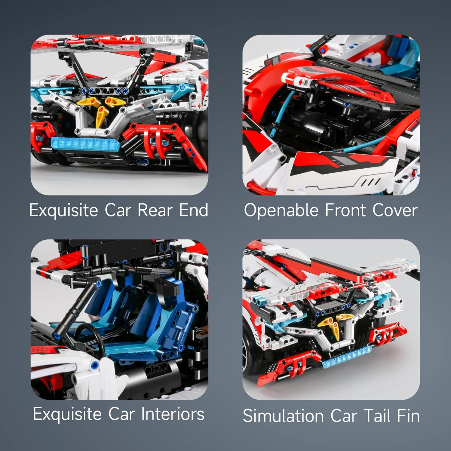 Super Car Building Kits - with Easy Drifting Wheels, Remote Control Function, Electric Gull-Wing Doors - Collectible 1:10 Scale Model Technique Car Building Blocks Set for Adults (2277 PCS)