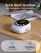 Nasal Aspirator for Baby, Hospital Grade, Electric Nose Sucker with Adjustable 9 Levels Suction, Rechargeable with Night Light and Nursery Rhyme, White