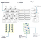 Pack of 12 Magnetic Cabinet Locks for Child Safety with 3 Keys, 3M Adhesive Easy Installation, Baby Proofing Magnetic Locks for Cabinets and Drawers(12 Locks + 3 Keys)