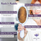 Rock & Ruddle Soft White Natural Boar Bristle Hairbrush for Babies and Young Children | Perfect for Fine Hair Detangling and Smoothing - Blue Ribbon