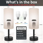 Bedside Table Lamps Set of 2-3 Color Temperatures Pull Chain Lamp with AC Outlet Charging Port, Round Night Stand Lamps for Bedroom Guest Room Office, Small Bed Side Light with E26 LED Bulbs