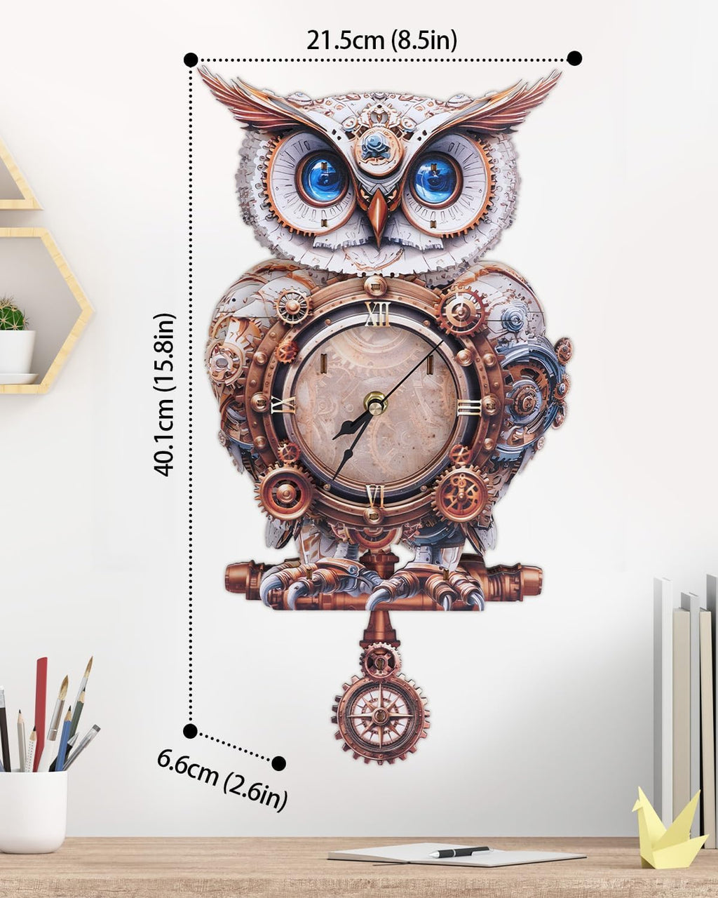 3D Wooden Puzzles for Adults, 3D Puzzles Owl Clock Kit (with Pendulum), Mechanical Owl Wooden Puzzle for Adults Teens Home Wall Decor Clock Gifts for Women Men