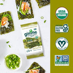 Gimme Seaweed Organic Premium Roasted Seaweed Snacks, Extra Virgin Olive Oil, 20 Count, Keto, Vegan, Gluten-Free, Great Source of Omega3s and Iodine, Healthy On-The-Go Snack for Kids and Adults