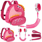 Accmor Toddler Backpack Harness with Safety Leash, Cute Dinosaur Harnesses with Kids Anti Lost Wrist Link, Mini Child Schoolbag with Wristband Tether Strap and Protection Leashes for Baby Girls (Pink)