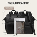 Premium Vegan Leather Diaper Bag Backpack with Waterproof Changing Pad – Reinforced Stitching & Zippers, Baby Bag for Boy Girl, Stroller Straps, Ergonomic Design for Traveling Moms, Black