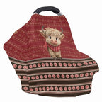 Binienty Christmas Highland Cow Car Seat Canopies for Baby Boys Girls, Mom Nursing Breastfeeding Covers Infant Stroller Cover, Holiday Gifts