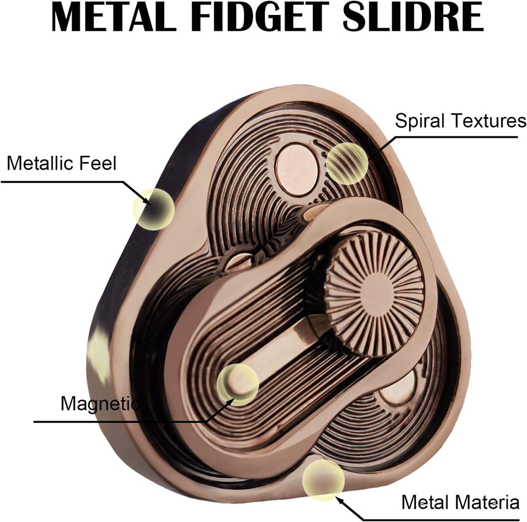 Metal Fidget Slider,Triangle Rotation Metal Fidget Toys, Clover Shape EDC Adult Toys ,Fidget Toys Adults for Stress and Anxiety Relief，ADHD Fidget Toys Adults Suitable for Office (Bronze)