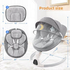 Baby Swing for Infants,Comfort Cradling Baby Rocker Portable Newborn Swing with Music/Remote Control/Timing Function,Grey
