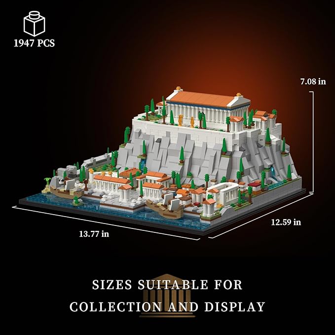 Architecture The Acropolis in Athens Building Sets; Collectible Model for Adults; Home Décor Model Building Kit, Creative DIY Activity, Famous Landmarks Collection (1947 Pieces)
