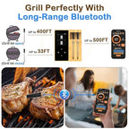 Smart Accurate Wireless Meat Thermometer - 2 Probes for BBQ, Smoking, Grilling, Cooking with Real-Time Alerts, Long Range Bluetooth, Dishwasher Clean, Waterproof for Indoor Outdoor Kitchen Use