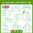 SpringFlower Fort Building Kit for Kids,STEM Construction Toys, Educational Gift for 3 4 5 6 7 8 9 10 11 12 Years Old Boys and Girls,Ultimate Creative Set for Indoor & Outdoors Activity,200 Pcs,Green