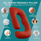 Sasttie Pregnancy Pillows for Sleeping, U Shaped Cooling Full Body Pillow with Removable Cover, Pregnant Women Must Haves, Maternity Essential, Orange