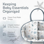 KiddyCare Diaper Caddy Organizer Basket for Nursery Storage Organizer Cart Baby Basket for Diaper Holder, Baby Basket Gift for Boy/Girl Basket with Dividers Stone Large