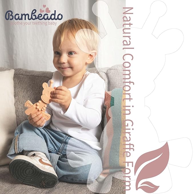 Bambeado Baby Teether Toy: Dibly - The Dino Baby Teething Toys BPA-Free Teethers Inspired by Nature with Natural Rubber Pacifier