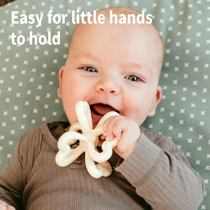Haakaa Silicone Clover Teether Toy - Food Grade Silicone Teething Toys for Babies 3-6 Months 6-12 Months, Soft & Easy Hold Chew Toy for Infant, BPA Free (Oat)