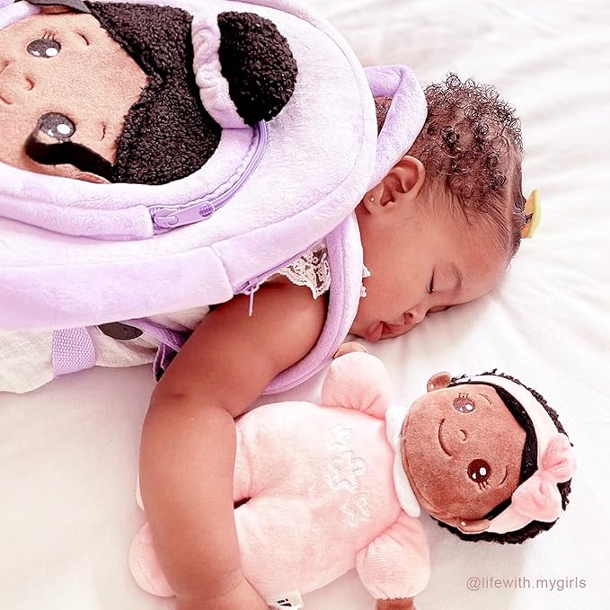 OUOZZZ Black Baby Doll for 1 Year Old Girl Gifts - First African American Baby Dolls Toys for Girl Birthday Christmas Plush Gift for Toddler 10"