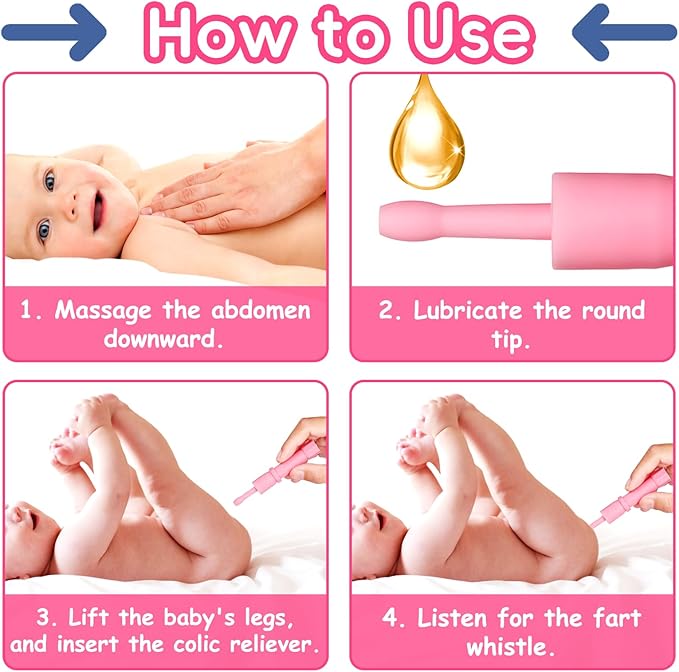 Gas and Colic Reliever for Babies, Baby Gas Colic Relief, Natural Solution for Baby Colic and Gas Relief, Safe & Effective Instant Constipation Relief for Babies, 20 Count (Pink)