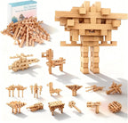 STEM Wooden Building Blocks -Mortise and Tenon Assembled into 15+ Shapes, Educational Toys Gift for Kids and Classroom,DIY Building Toys for Ages 5+ and Adults (15 in 1)