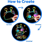 ZMLM Scratch Art Crafts Boys Gifts, 60 Rainbow Scratch Paper Art Gifts for 3 4 5 6 7 8 9 10 Years Old Girls and Boys Kids, Arts and Crafts for Kids 4-6 Birthday Toys and Games Activities Gift (Blue)