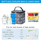 Breastmilk Cooler Bag with Ice Pack Fits 6 Baby Bottles Up to 9 Ounce, Baby Bottle Bag with Shoulder Strap for Nursing Mom Daycare, Black