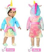 American 18 inch Doll Clothes and Sleeping Bag Set - Rainbow Unicorn Doll Costume with Unicorn Style Sleeping Bag, Pillow, Eye Mask Slumber Party Accessories