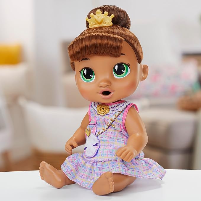 Baby Alive Bubbly Tea Party Sophia Sparkle Doll with Teapot Accessories, Brown Hair, 11 Inches, Toys for 3 Year Old Girls and Boys & Up