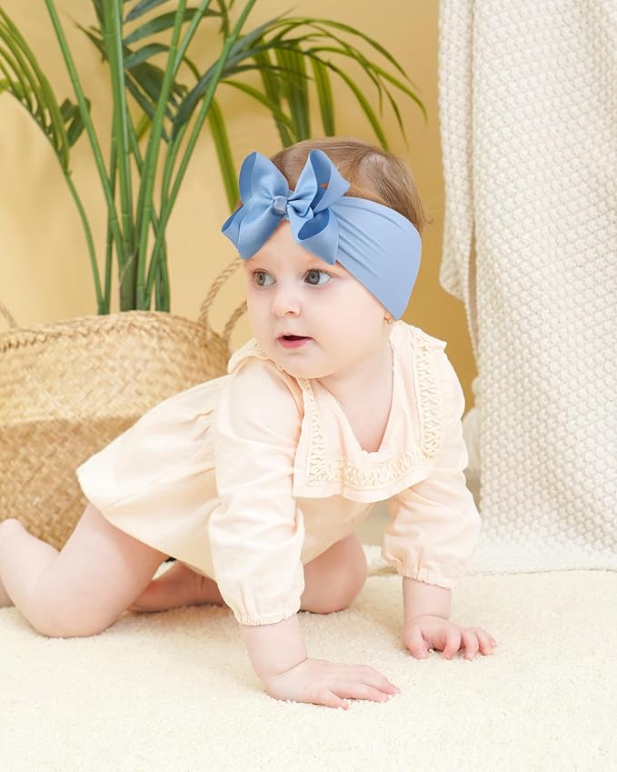 doboi 4 Inch 20pcs Baby Headbands Baby Girl Hair Bows Infant Newborn Toddler Baby Bows and Nylon Headbands Bows for Baby Girls Hair Accessories