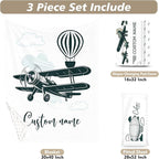 Personalized Baby Crib Bedding Set, Custom Name Glider Balloon Pattern Nursery Bedding Set 3 Pcs, Baby Blanket Fitted Crib Sheet Changing Pad Cover, Personalized Nursery Decor Gift for Newborns Boys