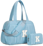 Duffle Bag, Weekender Bags for Girl，Travel Essentials for Women-Initial Overnight Bag with Wet Pocket，Monogrammed Gift-Lightweight Dance Bags Personalized Gymnastics bag with Makeup Pouch