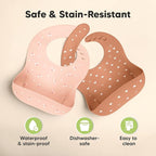 KeaBabies 2-Pack Silicone Baby Bibs for Eating - Sturdy Food-Grade Silicone Bibs for Babies Girl, Boy, Large Food Catcher, Clean & Put On Easily, Waterproof Toddler Feeding Essentials (Butterflies)