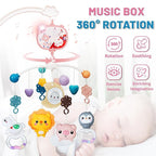 Baby Mobiles for Cribs, Crib Mobile with Music and Lights, Nursery Musical Mobile for Bassinets Hanging Toys with Remote Control, Rotation, Projection, Animal Mobile Arm Clip On for Infant Boys Girls