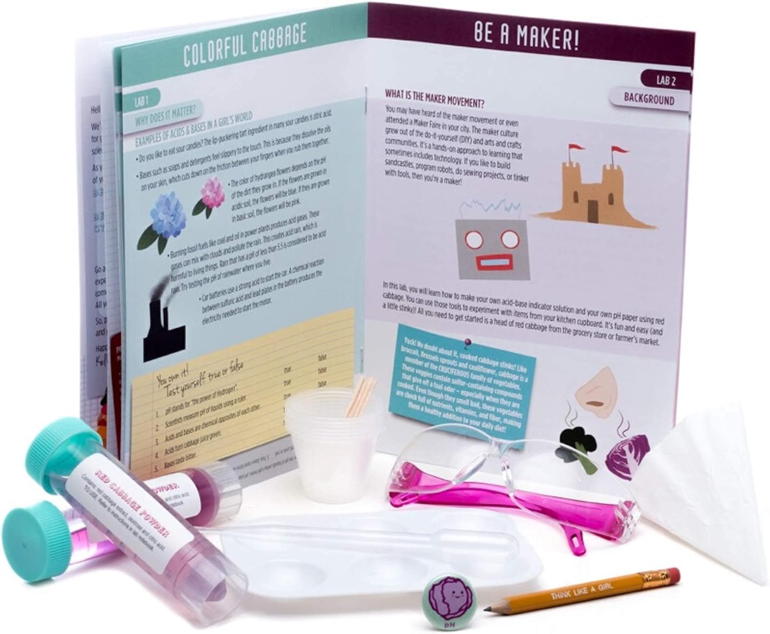 Kids pH Science Kit - Acids & Bases Buddy Pack with 2 Lab Notebooks & Safety Goggles - STEM Experiments for Ages 8-12