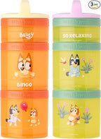 Whiskware Bluey Stackable Snack Containers for Babies, Toddlers, and Kids, Durable Food Storage Containers for Daycare, Car, and Airplane Travel, Formula Friendly, Bluey and Bingo (Pack of 2)