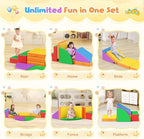 Lischwert Foam Climbing Blocks for Toddlers 1-3, 5pcs Foldable Soft Play Set with Crawling Exploration Toys - Indoor Infant Safe Blocks for Baby Gym & Toddler Playground