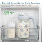 Papablic Glass Breastmilk Pitcher, Formula Mixing Pitcher with Mixing Handle Lid, Wide Mouth Mason Jar Mixer with Flip Locking Spout, Easy to Clean, BPA Free, Blue