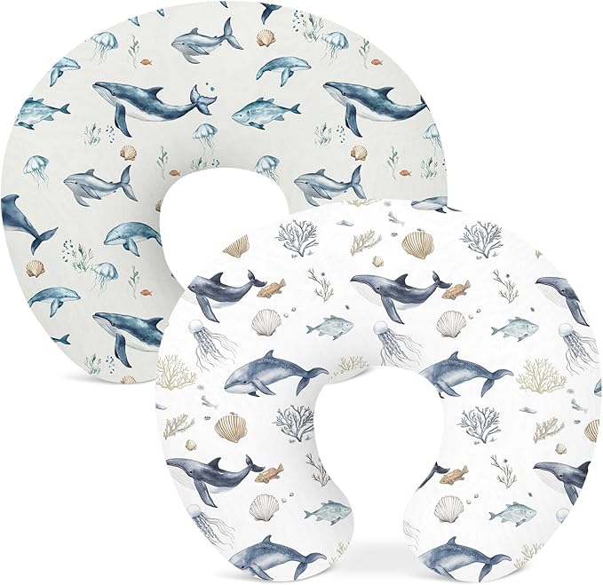 Nursing Pillow Covers 2 Pack, Breastfeeding Pillow Slipcovers Soft and Stretchy, Nursing Covers for Baby Girls Boys Newborn